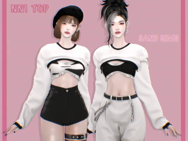 Alpha 333NN1 Top by simsfinds - The Sims 4 Custom Content