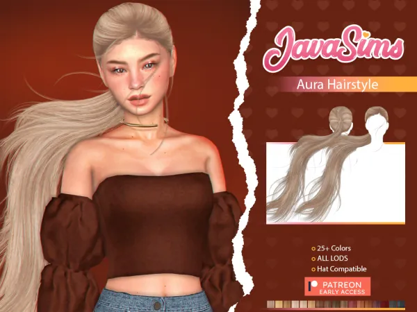 Alpha Aura (Hairstyle) by JavaSims - The Sims 4 Custom Content