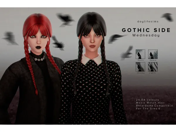 Maxis Match GOTHIC SIDE SET Wednesday by daylifesims - The Sims 4 Custom Content