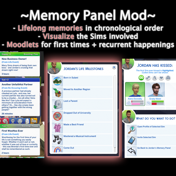 Maxis Match Memory Panel a Mod for Lifelong Memories v1 3 by simsfinds - The Sims 4 Custom Content
