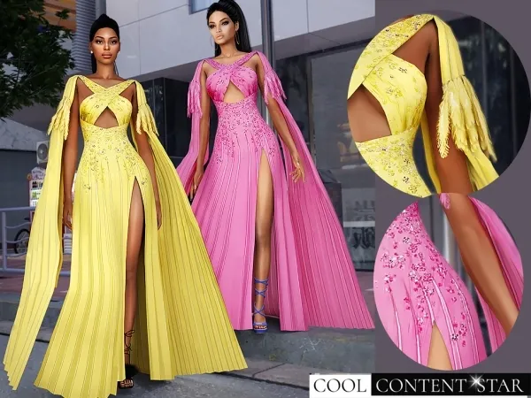 Alpha Jewelry Gown With Feather cool_content_star by cool_content_star - The Sims 4 Custom Content