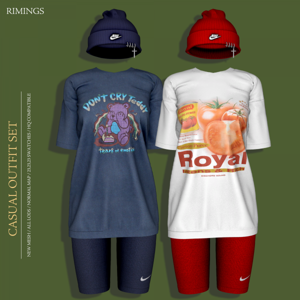 Alpha [RIMINGS] Casual Outfit Set by simsfinds - The Sims 4 Custom Content