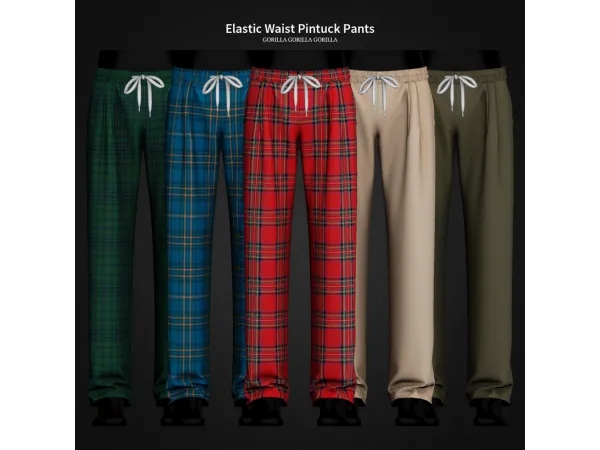 Elastic Waist Pintuck Pants by Gorilla Gorilla Gorilla