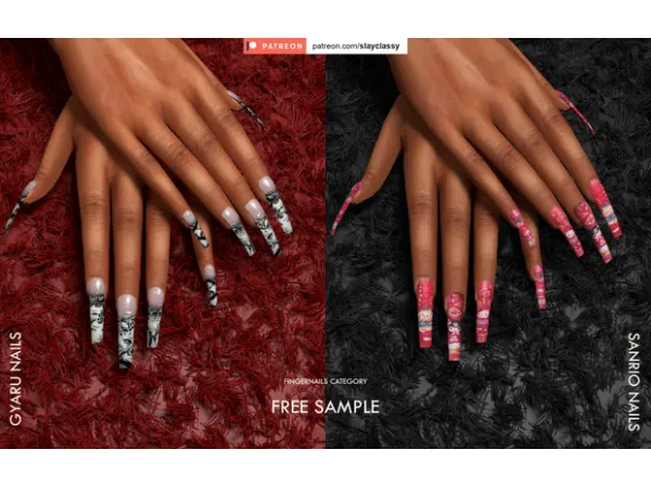 Alpha SAMPLE NAILS by slayclassy - The Sims 4 Custom Content