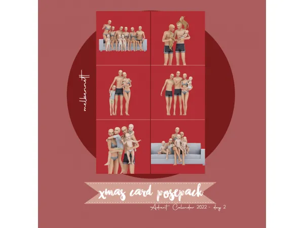 Mix Advent Calendar 2022 2 Xmas Card Posepack - The Sims 4 Custom Content