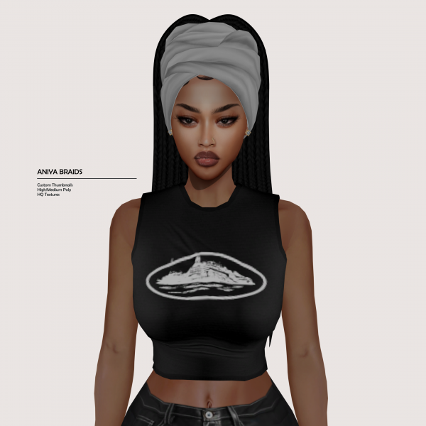 Alpha ANIYA BRAIDS by simsfinds - The Sims 4 Custom Content