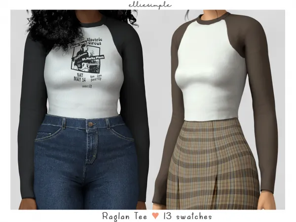 Alpha elliesimple raglan tee by elliesimple - The Sims 4 Custom Content