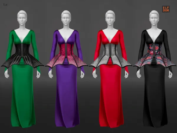 Alpha Sifix Araneae Gown RC by elfdor - The Sims 4 Custom Content