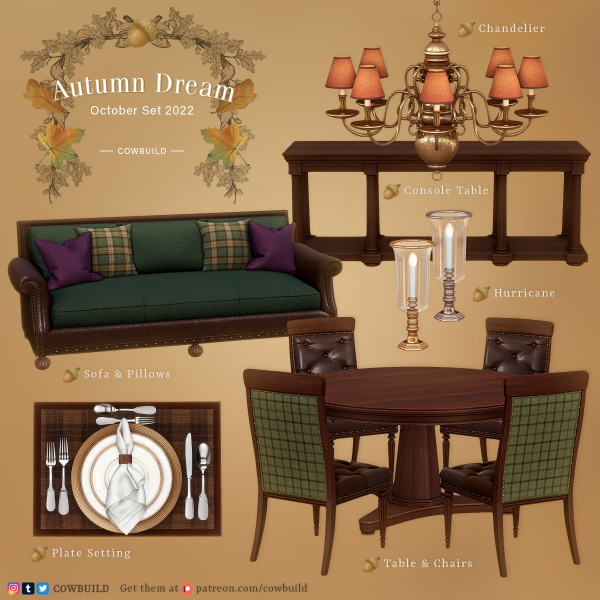 Mix October 2022 Set (2) Autumn Dream by cowbuild - The Sims 4 Custom Content