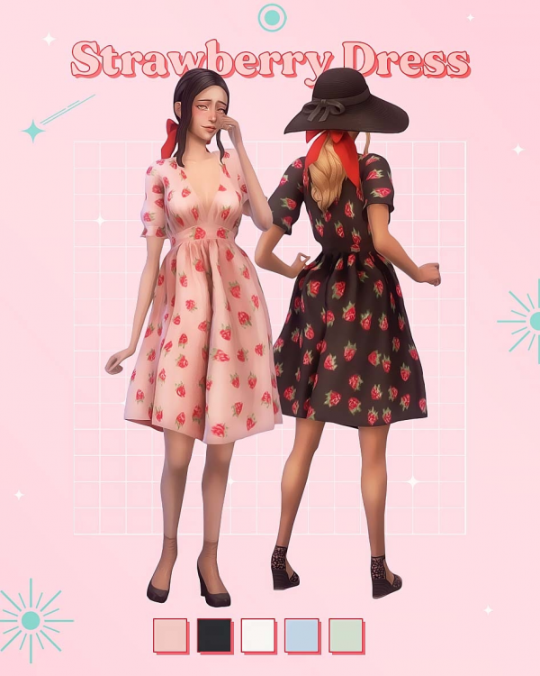 Maxis Match Strawberry Dress by simsfinds - The Sims 4 Custom Content