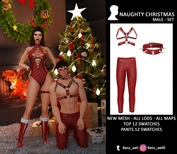 Alpha Naughty Christmas (Male Set) by simsfinds - The Sims 4 Custom Content