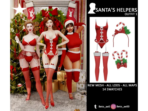 Alpha Santa's helpers (V1) by Beto - The Sims 4 Custom Content