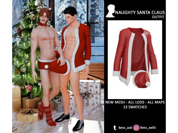 Alpha Naughty Santa Claus (Outfit) by Beto - The Sims 4 Custom Content