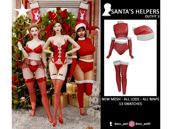 Alpha Santa's helpers (V3) by Beto - The Sims 4 Custom Content