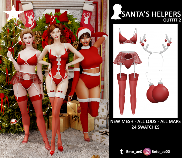 Alpha Santa's helpers (V2) by simsfinds - The Sims 4 Custom Content
