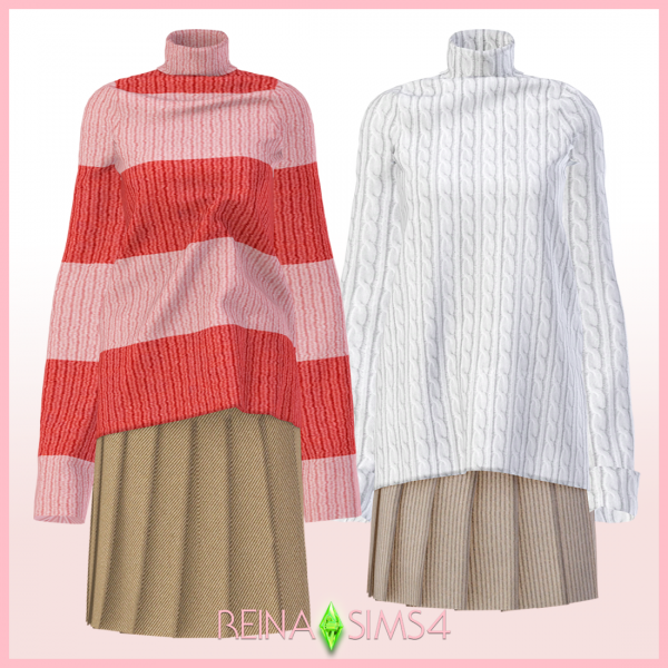 Alpha REINA_TS4_LONG SWEATERSKIRTS_VER12 by simsfinds - The Sims 4 Custom Content