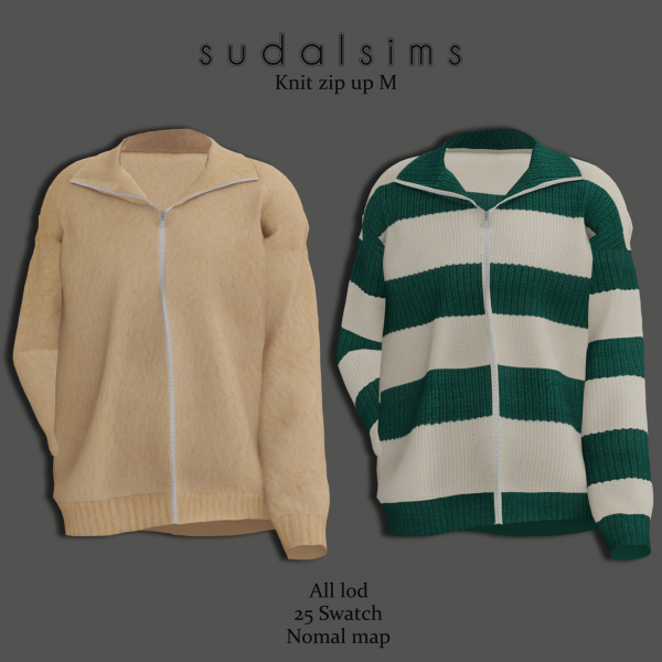 Alpha [sudal] Knit zip up M sims by simsfinds - The Sims 4 Custom Content