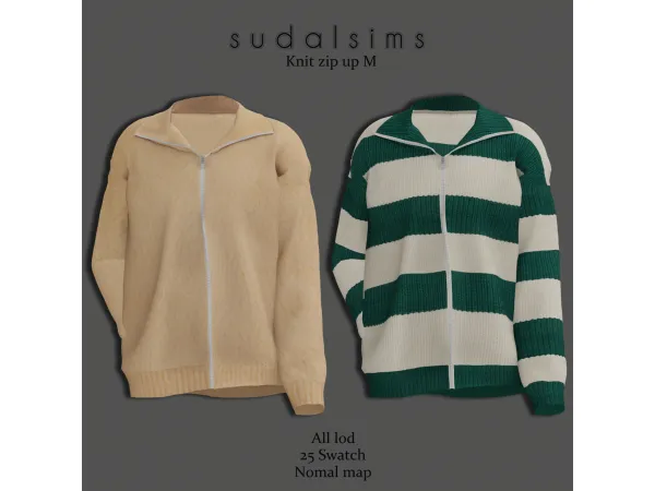 Alpha [sudal] Knit zip up M sims by sudal - The Sims 4 Custom Content