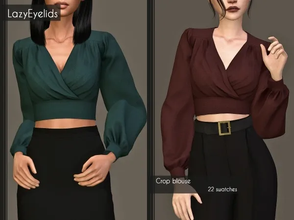 Alpha Crop blouse by lazyeyelids - The Sims 4 Custom Content