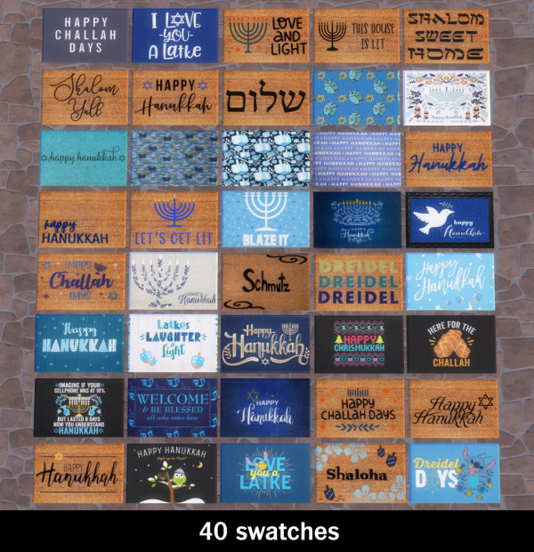 Maxis Match Hanukkah Welcome Mats by simsfinds - The Sims 4 Custom Content