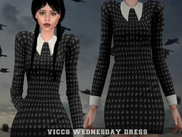 Alpha VICCS_WEDNESDAY DRESS (TEEN ELDER) by viccs - The Sims 4 Custom Content