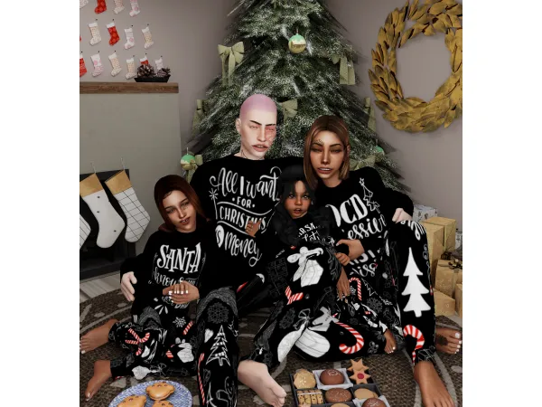 Alpha Family Matching Christmas Pjs by kushNkurls - The Sims 4 Custom Content