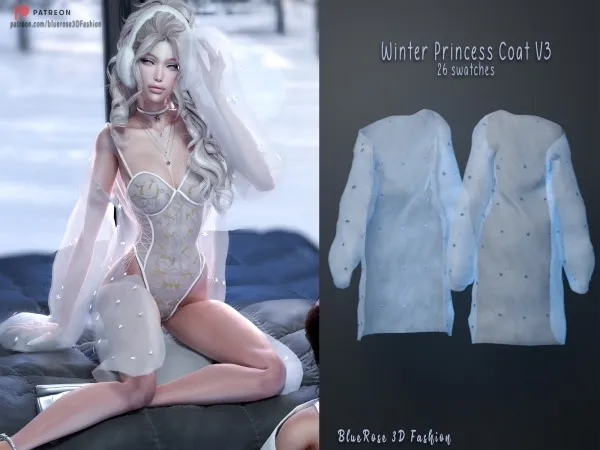 Alpha Winter Princess Coat v3 BRsims by bluerose-sims - The Sims 4 Custom Content