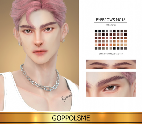 Alpha M Eyebrows G18 by simsfinds - The Sims 4 Custom Content