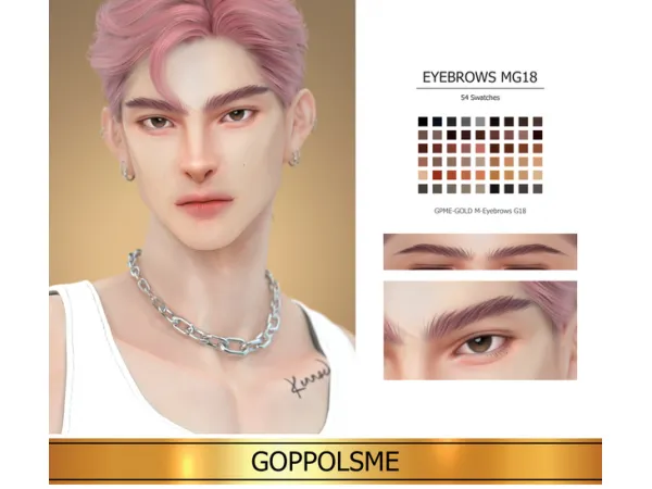 Alpha M Eyebrows G18 by GPME - The Sims 4 Custom Content