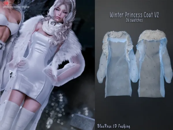 Alpha Winter Princess Coat v2 BRsims by bluerose-sims - The Sims 4 Custom Content