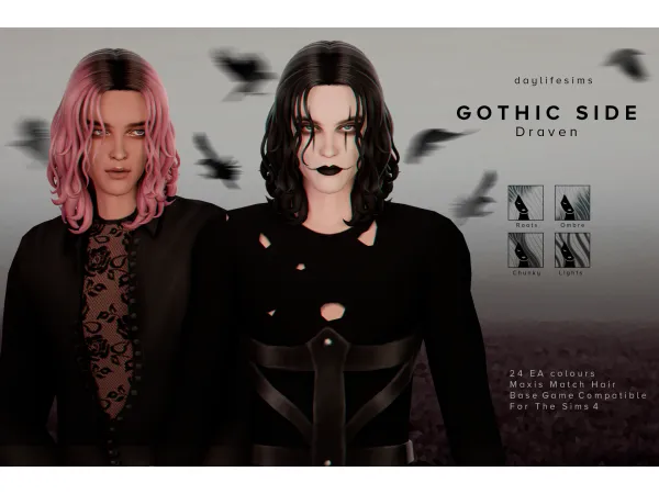 Maxis Match GOTHIC SIDE SET Draven by daylifesims - The Sims 4 Custom Content