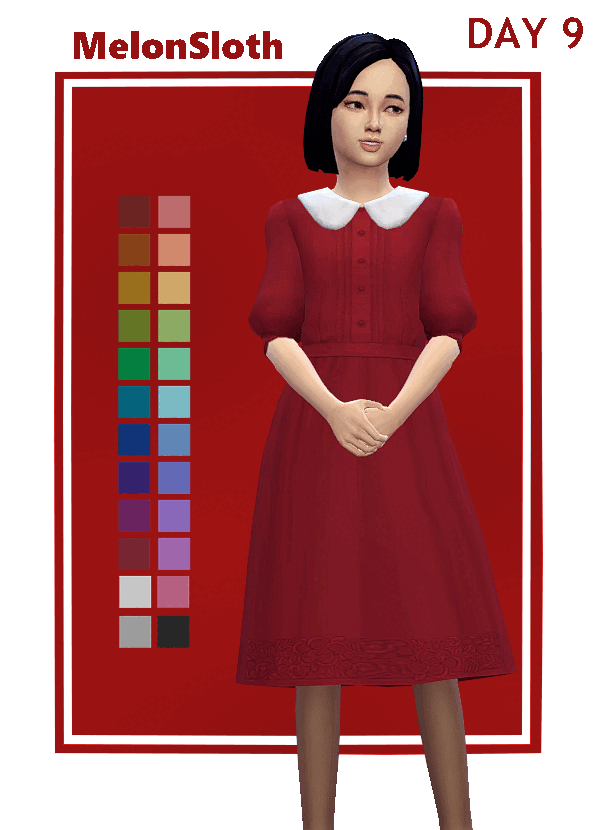Maxis Match Advent 2022 Day 9 Akane dress for children by simsfinds - The Sims 4 Custom Content