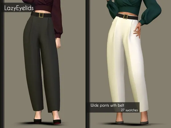 Alpha Wide pants with belt by lazyeyelids - The Sims 4 Custom Content