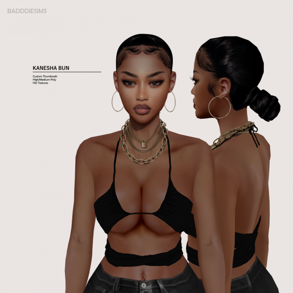Alpha KANESHA BUN by simsfinds - The Sims 4 Custom Content