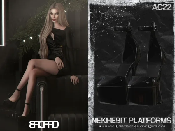 Alpha NEKHEBIT PLATFORM HEELS [AC22 DAY 9] by bradford - The Sims 4 Custom Content