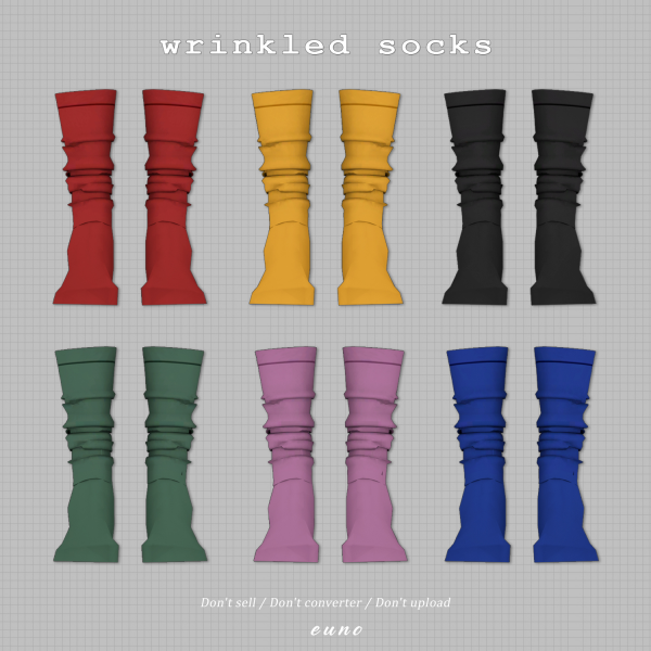 Alpha wrinkled socks by euno - The Sims 4 Custom Content
