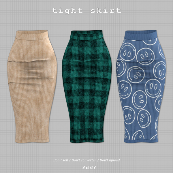 Alpha tight skirt by euno - The Sims 4 Custom Content