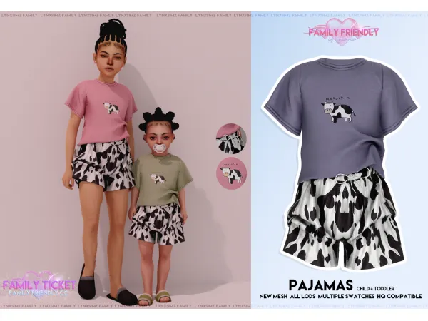 Alpha Pajamas for ChildToddler by LYNXsimz Family - The Sims 4 Custom Content