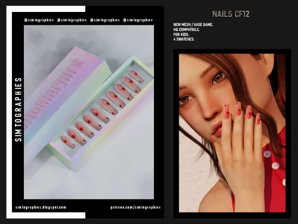 Alpha Nails CF12 by simtographies - The Sims 4 Custom Content