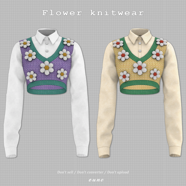 Alpha Flower knitwear by euno - The Sims 4 Custom Content