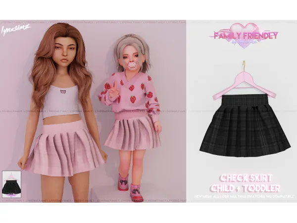 Alpha Check Skirt Child Toddler by lynxsimz - The Sims 4 Custom Content