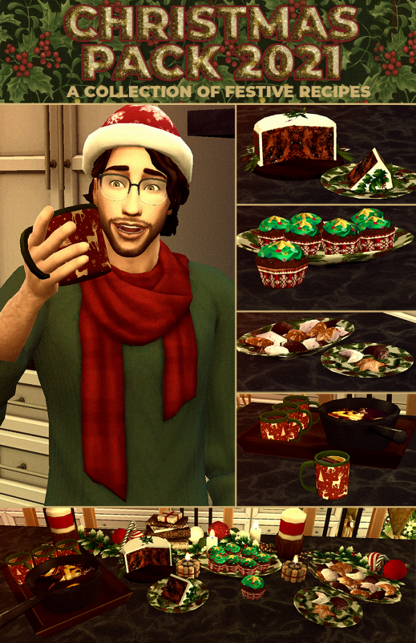 Maxis Match Christmas Pack 2021 New Custom Recipe by simsfinds - The Sims 4 Custom Content