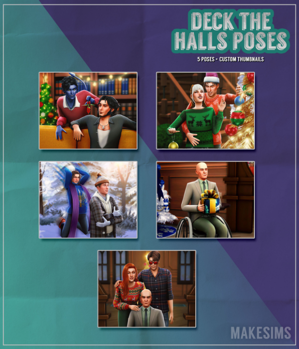 Maxis Match Deck The Halls Pose Pack by simsfinds - The Sims 4 Custom Content