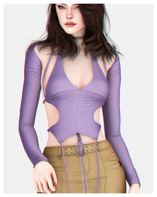 Alpha Lara Crop Top Twill Short Cargo Skirt by BackTrack - The Sims 4 Custom Content