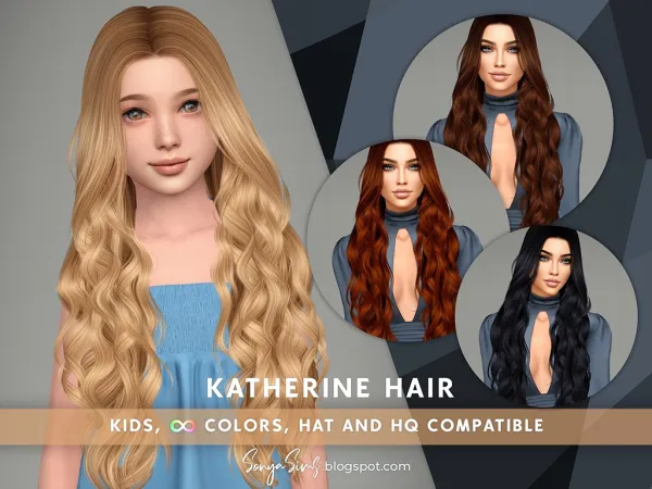 Alpha Katherine Hair kids version by simsfinds - The Sims 4 Custom Content