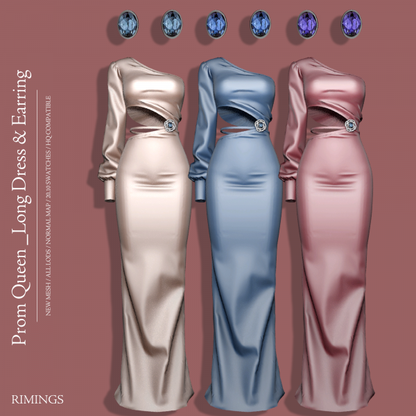 Alpha [RIMINGS] Prom Queen _Long Dress Earring by simsfinds - The Sims 4 Custom Content