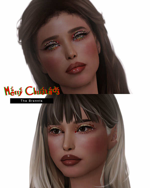 Alpha [TheBrennts] Merry Christmas Eyeliner by simsfinds - The Sims 4 Custom Content