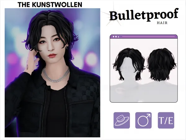 Maxis Match Bulletproof hair by The_Kunstwollen - The Sims 4 Custom Content