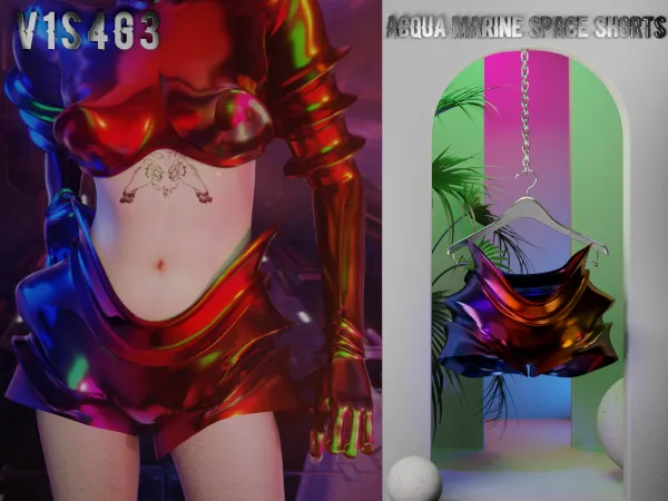 Alpha Acqua Marine Space Shorts by v1s4g3 - The Sims 4 custom content