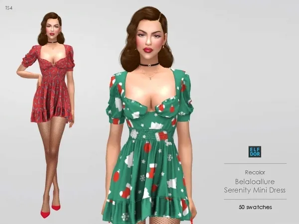 Alpha Belaloallure Serenity Mini Dress RC by elfdor - The Sims 4 Custom Content